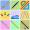 Stationery set with colorful backgrounds