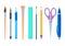 Stationery vector set. School supplies.  Collection of writing instruments