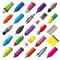 Stationery writing drawing and painting tools icons set
