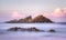 Statis Rock off Sugarloaf Bay Seal Rocks NSW Australia at sunse