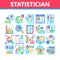 Statistician Assistant Collection Icons Set Vector