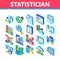 Statistician Assistant Isometric Icons Set Vector