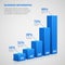 Statistics business 3d graph bar chart. Vector infographic with steps and options