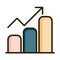 Statistics chart growth arrow financial business stock market line and fill icon