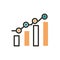 Statistics data analysis web development icon line and fill