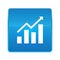 Statistics icon shiny blue square button