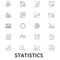 Statistics, infographics, data, chart, number, graphic, analytic, static concept line icons. Editable strokes. Flat