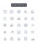 Statistics line icons collection. Probability Theory, Numerical Data, Quantitative Analysis, Metric System, Financial