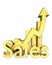 Statistics sales graphic in gold