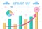 Statistics Startup Flat Illustration of business Development process, Innovation product, and creative idea.Statistics Startup