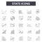 Stats line icons, signs, vector set, outline illustration concept