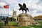 Statue of albanian national hero Skanderbeg in Tirana