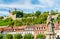 Statue on the Alte Mainbrucke and Marienberg Fortress in Wurzburg, Germany