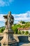 Statue on the Alte Mainbrucke and Marienberg Fortress in Wurzburg, Germany
