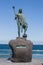 Statue of an ancient Canary Islands native guanche on the waterfront