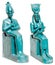 Statue of ancient egypt deities Osiris and Isis with Horus isolated