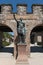 Statue of Antoninus Pius before the head of the Roman kastell Saalburg near Frankfurt, Germany