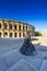 Statue and Arena of Nimes in France