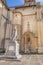 Statue of asturian king Alfonso II next to cathedral