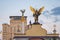 Statue of Berehynia, monument of Independence and statue of the Archangel Michael on Maidan square in Kyiv