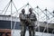 Statue of Brian Clough and Peter Taylor outside Derby County FC, Derby, Derbyshire, UK - 3rd April 2018