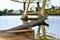 Statue Of Bronze Crocodile At The Riverbank Of Sarawak`s River In Kuching, Sarawak