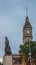 Statue of Burke and Wills with Town Hall Clock tower, Melbourne, Australia