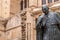 Statue of Cardinal Herrera Oria at the rear facade of the Malaga Cathedral, Spain