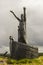 The statue of the Celtic Sea God ManannÃ¡n Mac Lir at the Gortmore View Point on Binvenagh Mountain in Northern Irela