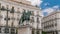 Statue of Charles III one of the famouse King of Spain timelapse hyperlapse on Puerta del Sol square in Madrid, Spain