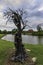 Statue of children climbing a tree with Alabama Shakespeare Festival in background