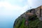 The Statue of Christ the Redeemer of Maratea on the top of the Mountain Saint Biagio. Day.