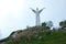 The Statue of Christ the Redeemer of Maratea on the top of the Mountain Saint Biagio. Day.