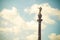 Statue of Christopher Columbus pointing to America. This monument is located in Plaza del Portal de la Pau in Barcelona, Spain.