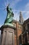 Statue and Church in Haarlem, Holland