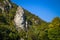 The statue of Decebal carved in the mountain. Decebal`s head carved in rock, Iron Gates Natural Park