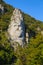 The statue of Decebal carved in the mountain. Decebal`s head carved in rock, Iron Gates Natural Park