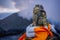 Statue of the deity Ganesha in the crater of the Bromo volcano in Indonesia