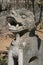 A statue of a dragon was installed in the courtyard of a buddhist temple in the countryside near Hanoi (Vietnam)