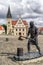 Statue of executioner in town Bardejov, Slovakia
