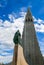 The statue of explorer Leif Erikson in front of Hallgrimskirkja Lutheran parish church in Reykjavik, Iceland