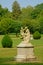 Statue of a faun seducing a young girl in the parkk of the abbey of Chaalis