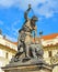 Statue of Fighting Giant above the castle gate entrance. Main entrance to Prague Castle, Prague, Czech Republic