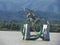 The Statue of fish in middle of Soyanggang or soyang river with blue sky