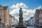 Statue of the Flemish painter Jan van Eyck in Bruges, Belgium