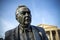 A statue of former Prime Minister and founder of the Open University, Harold Wilson. Labour Politician, situated outside