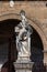 Statue in front of the Cefalu Cathedral in Cefalu, Sicily, Italy