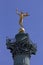 Statue of \'Genie de la Bastille\' (Bastille genius), a golden bronze by French Jacques Edme Dumont, on the top of the July Column