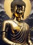 Statue of God Buddha. Decorative digital 2D painting. Color illustration for background. Picturesque portrait for the interior.