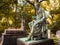 Statue on the grave of Vivant Denon in the famous Pere Lachaise cemetery in Paris, France